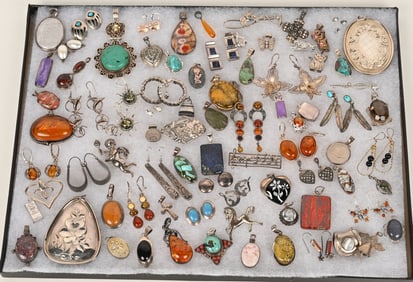 LOT OF STERLING SILVER COSTUME JEWELRY