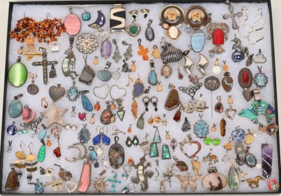 LOT OF STERLING SILVER COSTUME JEWELRY