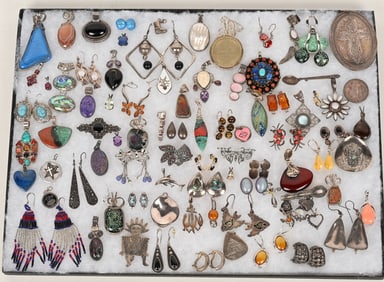 LOT OF STERLING SILVER COSTUME JEWELRY