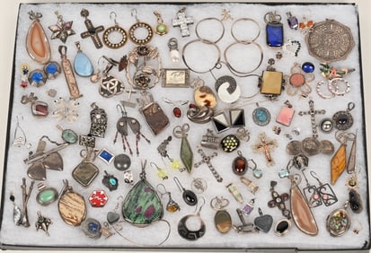 LOT OF STERLING SILVER COSTUME JEWELRY