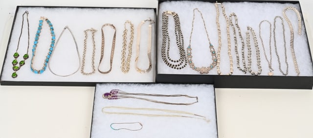 LOT OF STERLING SILVER COSTUME JEWELRY