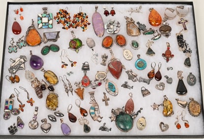 LOT OF STERLING SILVER COSTUME JEWELRY