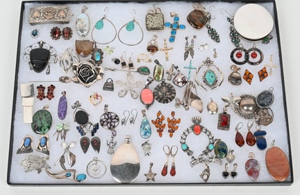 LOT OF STERLING SILVER COSTUME JEWELRY