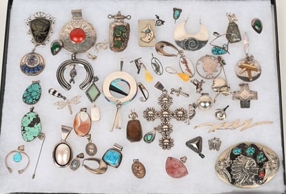 LOT OF STERLING SILVER COSTUME JEWELRY