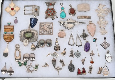 LOT OF STERLING SILVER COSTUME JEWELRY