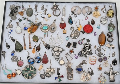 LOT OF STERLING SILVER COSTUME JEWELRY