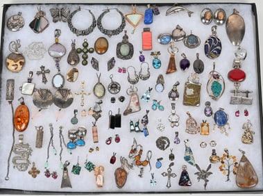 LOT OF STERLING SILVER COSTUME JEWELRY