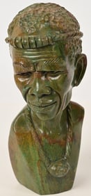 ZIMBABWE STONE BUST CARVING SIGNED DODZO
