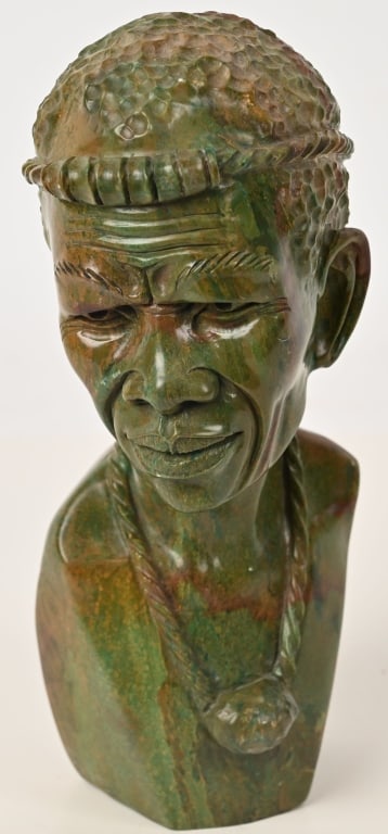 ZIMBABWE STONE BUST CARVING SIGNED DODZO (1 of 7)