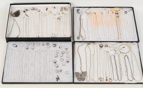 LOT OF STERLING SILVER COSTUME JEWELRY
