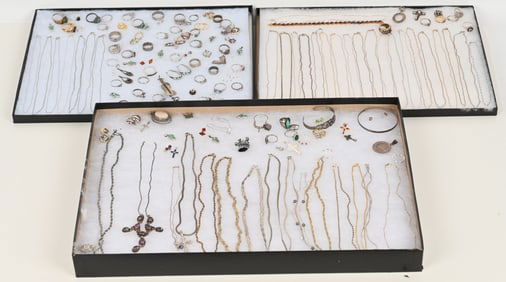 LOT OF STERLING SILVER COSTUME JEWELRY