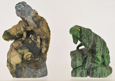 2- DETAILED LIZARD STONE CARVING.S