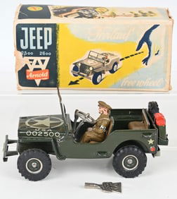 GERMAN TIN WINDUP ARNOLD MP JEEP w/ BOX