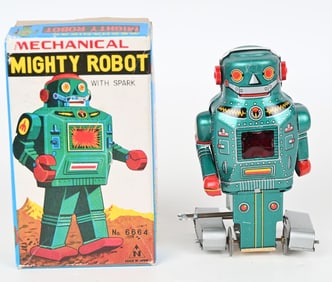 NOGUCHI TIN WINDUP MIGHTY ROBOT w/ BOX