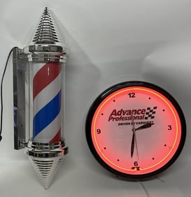 ADVANCE PROFESSIONAL NEON CLOCK & BARBER POLE