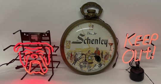 3- LIGHTED SIGNS, 2 NEONS