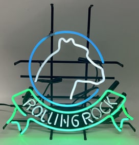 ROLLING ROCK BEER 3 COLOR NEON SIGN