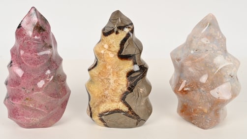 3- CARVED & POLISHED STONE SCULPTURES