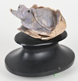 BLUE CALCITE CARVED TURTLE & EGG