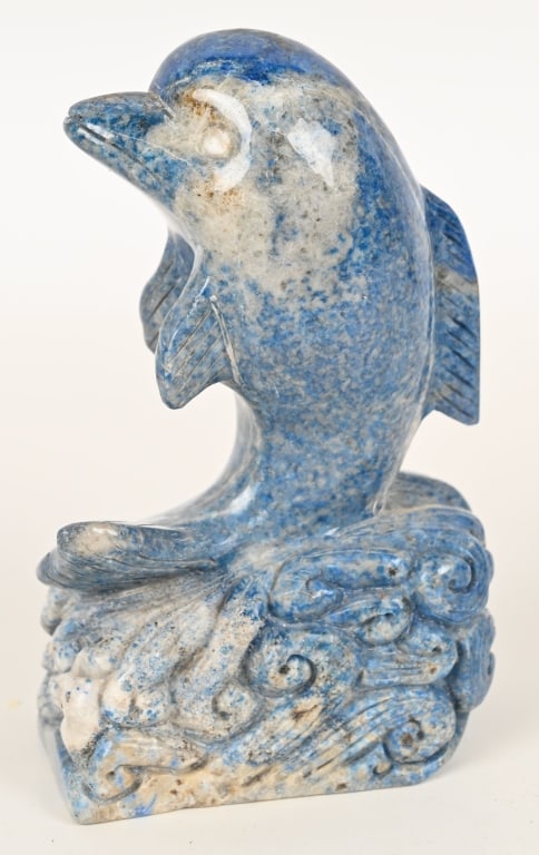 LAPIS LAZULI CARVED DOLPHIN: Carved Lapis Lazuli Dolphin. 7" Excellent