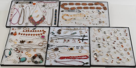 LOT OF STERLING SILVER COSTUME JEWELRY