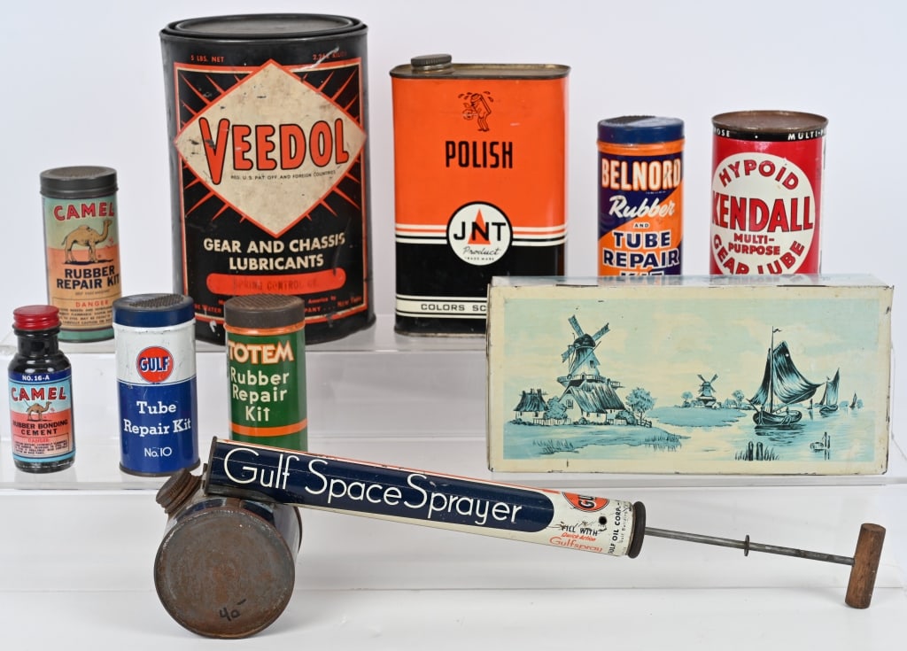 LOT OF VINTAGE AUTOMOTIVE TINS (1 of 5)