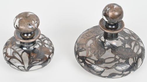 2- SILVER OVER GLASS PERFUME BOTTLES