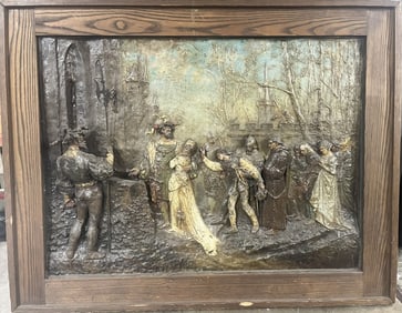 BEHEADING OF ANNE BOLEYN METAL RELIEF SCULPTURE