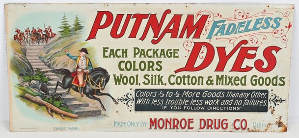 PUTNAM DYES GEORGE WASHINGTON TIN SIGN