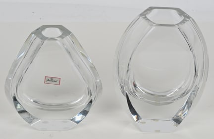2- BACCART CRYSTAL NEPTUNE STYLE VASES