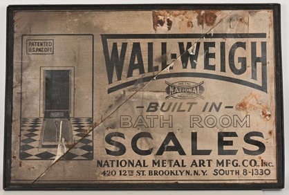 WALL-WEIGH BATH ROOM SACLE TIN SIGN