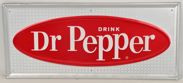 DRINK DR PEPPER EMBOSSED TIN SIGN
