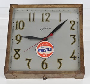 SESSIONS WHISTLE ADVERTISING CLOCK