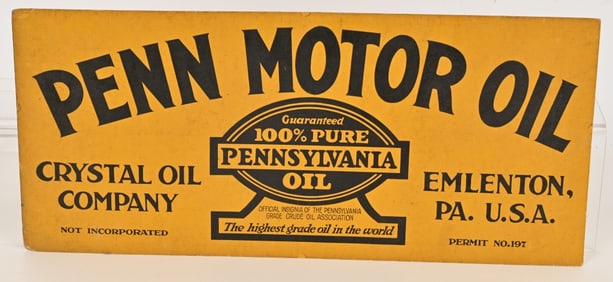 CRYSTAL OIL PENN MOTOR OIL SIGN