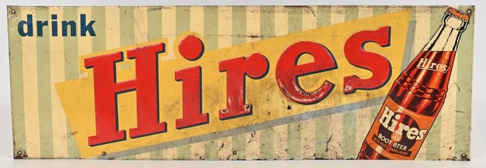 DRINK HIRES EMBOSSED TIN SIGN