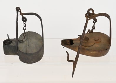 2- ANTIQUE BETTY WHALE OIL LAMPS