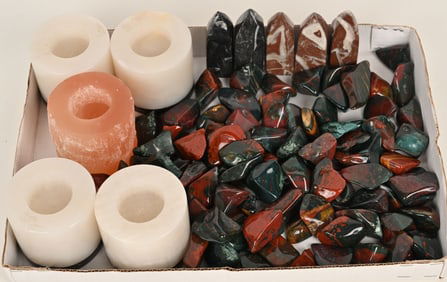 CARVED STONE CANDLE HOLDERS, TOWERS & MORE