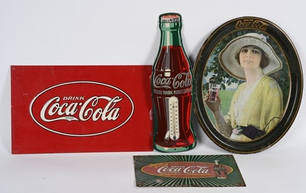 LOT OF REPRODUCTION COCA COLA SIGNS & MORE