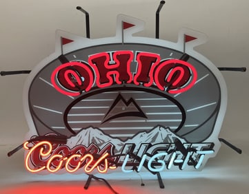 COORS BEER OHIO 3 COLOR NEON SIGN