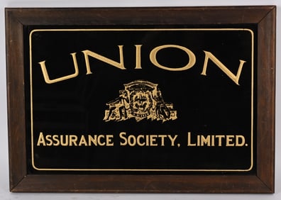 UNION ASSURANCE SOCIETY REVERSE GLASS SIGN