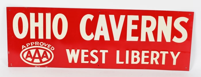 OHIO CAVERNS WEST LIBERTY AAA TIN SIGN