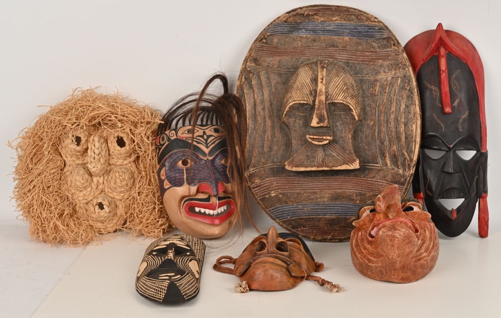 TRIBAL WOOD MASKS, SHIELD & MORE (1 of 5)