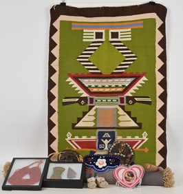 LARGE LOT BEADWORK, LEATHER, TEXTILES & MORE