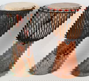 2- TRIBAL WOOD DRUMS