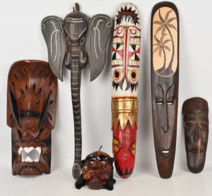 6- TRIBAL WOOD MASKS