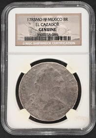 EL CAZADOR SHIPWRECK 1783 8 REAL SILVER COIN , NGC
