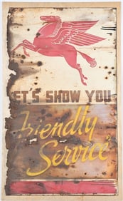 MOBIL PEGASUS FRIENDLY SERVICE TIN SIGN