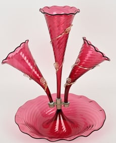 VICTORIAN CRANBERRY GLASS EPERGNE