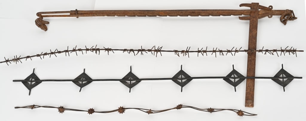 LARGE LOT BARBED WIRE, AND FENCE STRETCHER TOOLS (1 of 8)