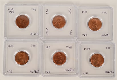 6- 1909 VDB LINCOLN CENTS, UNCIRCULATED